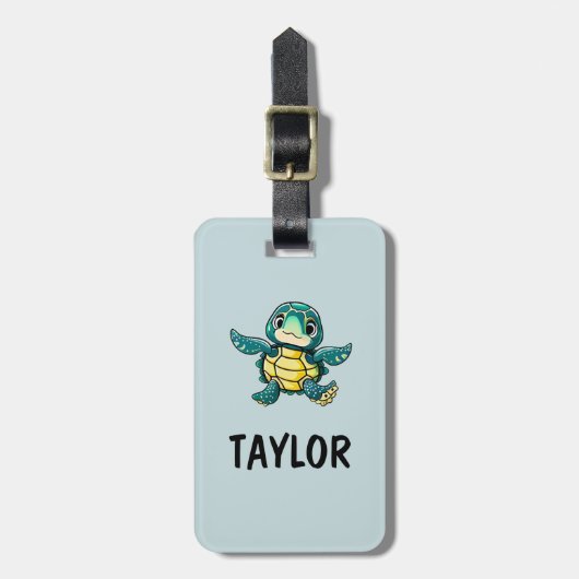 Niedlich Turtle Personalisierte Tasche Gepäckanhänger (Vorderseite vertikal)