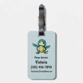 Niedlich Turtle Personalisierte Tasche Gepäckanhänger (Rückseite vertikal)