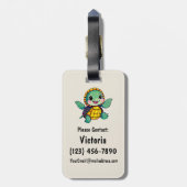 Niedlich Turtle Personalisierte Tasche Gepäckanhänger (Rückseite vertikal)