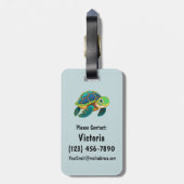 Niedlich Turtle Personalisierte Tasche Gepäckanhänger (Rückseite vertikal)