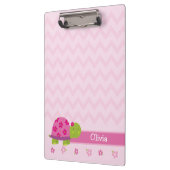 Niedlich Turtle Pink Personalisierte Zwischenablag Klemmbrett (Links)