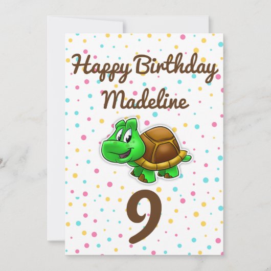 Niedlich Turtle Polka Dot Geburtstagkarte Karte (Vorderseite)