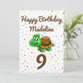 Niedlich Turtle Polka Dot Geburtstagkarte Karte (Stehend Vorderseite)