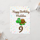 Niedlich Turtle Polka Dot Geburtstagkarte Karte (Vorderseite/Rückseite Beispiel)