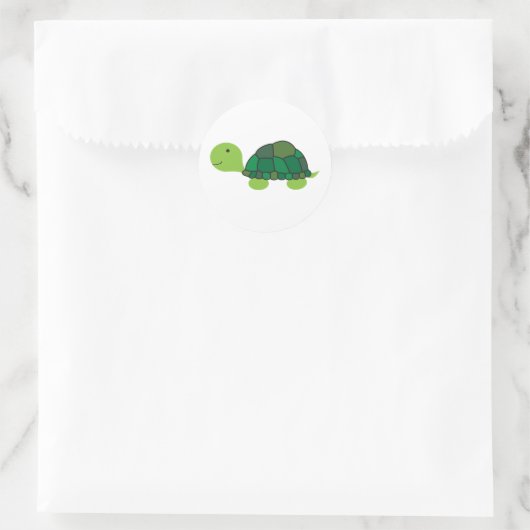 Niedlich Turtle Runder Aufkleber (Tasche)