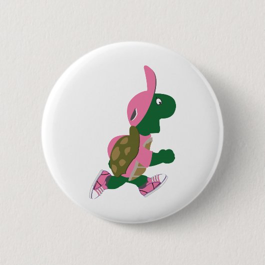 Niedlich Turtle Runner in PInk Button (Vorderseite)
