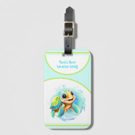 Niedlich Turtle Sommerurlaub Personalisierter Jung Gepäckanhänger