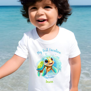 Niedlich Turtle Sommerurlaub Personalisierter Jung Kleinkind T-shirt