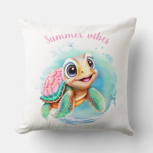 Niedlich Turtle Summer Personalisiert Kissen (Vorderseite)