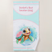 Niedlich Turtle Summer Vacacation Name Girl Strandtuch (Vorderseite)