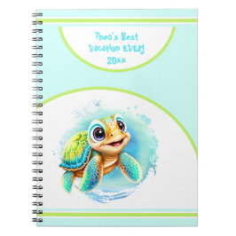 Niedlich Turtle Summer Vacacation Name Journal Notizblock