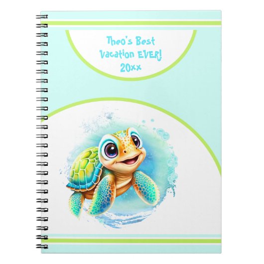 Niedlich Turtle Summer Vacacation Name Journal Notizblock (Vorderseite)
