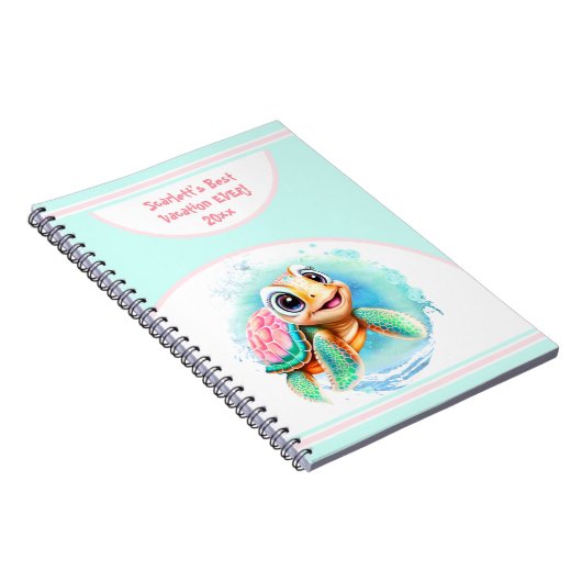 Niedlich Turtle Summer Vacacation Name Journal Notizblock (Rechte Seite)