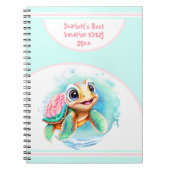 Niedlich Turtle Summer Vacacation Name Journal Notizblock (Vorderseite)