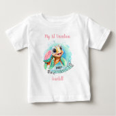 Niedlich Turtle Summer Vacation Personalisiert Gir Baby T-shirt (Vorderseite)
