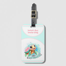 Niedlich Turtle Summer Vacation Personalisiert Gir Gepäckanhänger