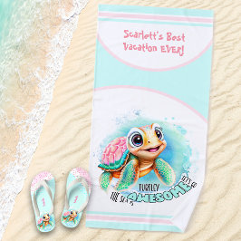 Niedlich Turtle Summer Vacation Personalisiert Gir Strandtuch
