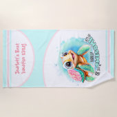 Niedlich Turtle Summer Vacation Personalisiert Gir Strandtuch (Vorderseite)