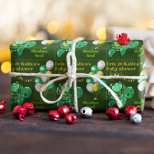 Niedlich Turtle Tricolor Kinderdusche Personalisie Geschenkpapier