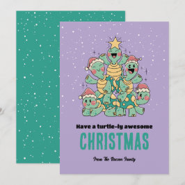 Niedlich Turtle Xmas Baum Ungeheuer Phantastische  Feiertagskarte