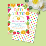 Niedlich Tutti Frutti Wasserfarben Frucht Geburtst Einladung<br><div class="desc">Dieses lustige Design ist in unserem niedlichen und farbenfrohen Thema Aquarellfrucht. Klicken Sie auf die Schaltfläche Anpassen, wenn Sie die Bilder verschieben/skalieren und den Text weiter verändern möchten! Variationen dieses Designs, zusätzliche Farben sowie koordinierende Produkte sind in unserem Shop, zazzle.com/store/doodlelulu verfügbar. Kontaktieren Sie uns, wenn Sie dieses Design für ein...</div>