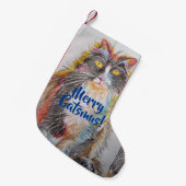 Niedlich Tuxedo Cat Merry Catsmus Weihnachts-Strum Kleiner Weihnachtsstrumpf (Vorderansicht (hängend))