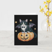 Niedlich Tuxedo Kat Halloween Katzenkatze Spooky K Karte (Gelbe Blume)