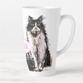 Niedlich Tuxedo Katze Schwarz-weiß Zeichnend Kunst Milchtasse (Rechts)