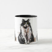 Niedlich Tuxedo Katze Schwarz-weiß Zeichnend Kunst Tasse (Zentrum)