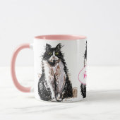 Niedlich Tuxedo Katze Schwarz-weiß Zeichnend Kunst Tasse (Links)