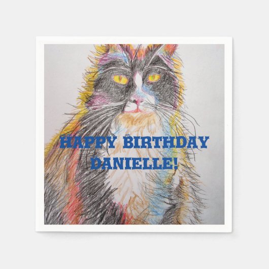 Niedlich Tuxedo Katze Tierdekoration Serviette Nap (Vorderseite)