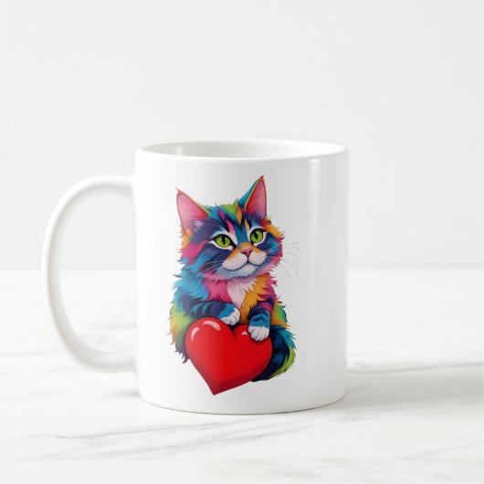 Niedlich Tuxedo Katze Valentinstag Herzklopfen Lov Kaffeetasse (Links)