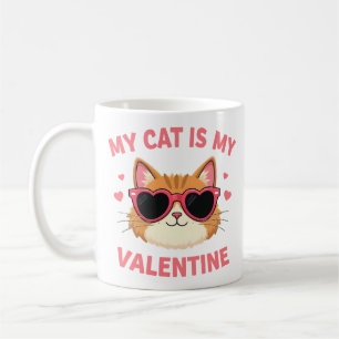 Niedlich Tuxedo Katze Valentinstag Herzklopfen Lov Kaffeetasse