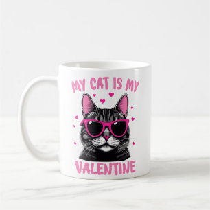 Niedlich Tuxedo Katze Valentinstag Herzklopfen Lov Kaffeetasse