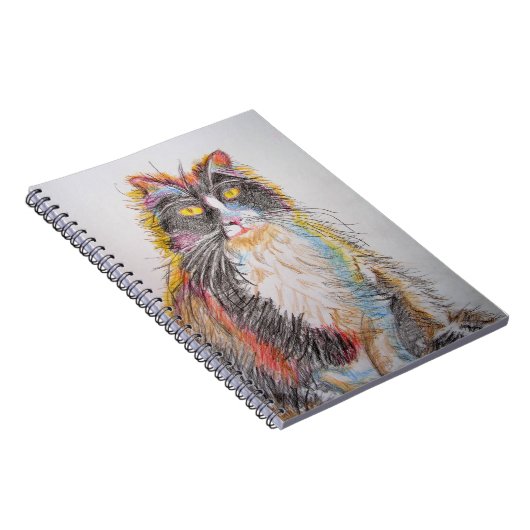 Niedlich Tuxedo Katze Zeichnend Kunst Katzen Notizblock (Rechte Seite)