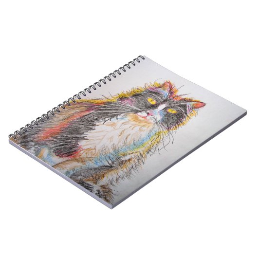 Niedlich Tuxedo Katze Zeichnend Kunst Katzen Notizblock (Linke Seite)