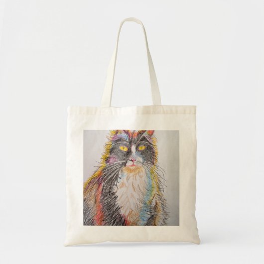 Niedlich Tuxedo Katze Zeichnend Kunst Katzen Tragetasche (Vorne)