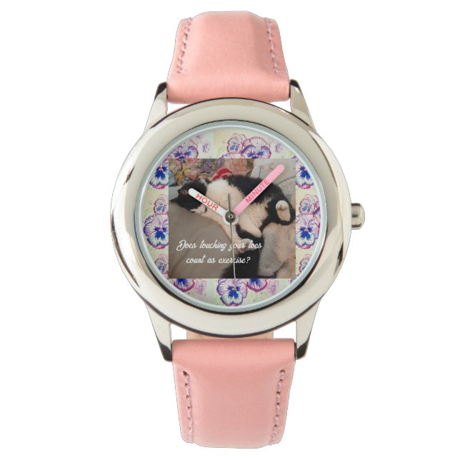 Niedlich Tuxedo Katzen Kinder Funny Cats Lila Armbanduhr (Vorderseite)