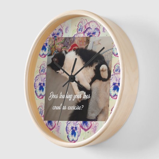 Niedlich Tuxedo Katzen Kinder Funny Cats Lila Uhr (Winkel)