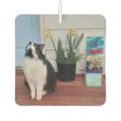 Niedlich Tuxedo Katzen Schwarz-weiße Katzen Blumen Autolufterfrischer (Vorderseite)