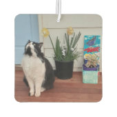 Niedlich Tuxedo Katzen Schwarz-weiße Katzen Blumen Autolufterfrischer (Rückseite)