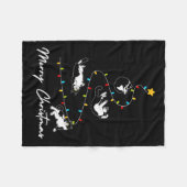 Niedlich Tuxedo Katzen Weihnachtsbaum Leuchtende K Fleecedecke (Vorderseite (Horizontal))