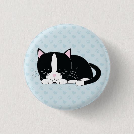 Niedlich Tuxedo Kitten Button (Vorderseite)
