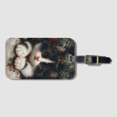 Niedlich Tuxedo Kitten Christmas Cat Art Gepäckanhänger (Vorderseite (Horizontal))