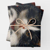 Niedlich Tuxedo Kitten Christmas Cat Art Geschenkpapier Set (Beispiel)