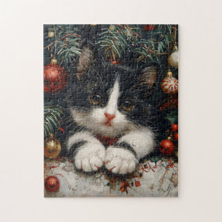 Niedlich Tuxedo Kitten Weihnachtskatze Puzzle