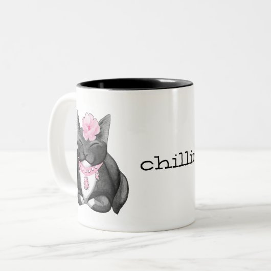 Niedlich Tuxedo Kitty Chillin Tasse (Vorderseite Links)
