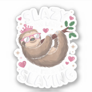 Niedlich Tween Girl Funny Animal Sloth Slay Meme T Aufkleber