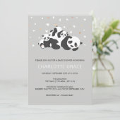 Niedlich Twin Panda Personalisiert Baby Dusche Einladung (Stehend Vorderseite)