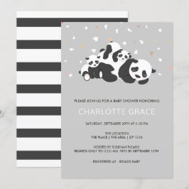 Niedlich Twin Panda Personalisiert Baby Dusche Einladung